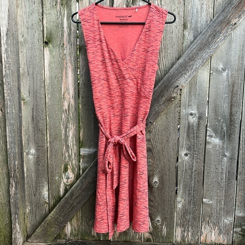 EUC Toad & Co. Cue Sleeveless Faux Wrap Dress Size Medium - Picture 2 of 11